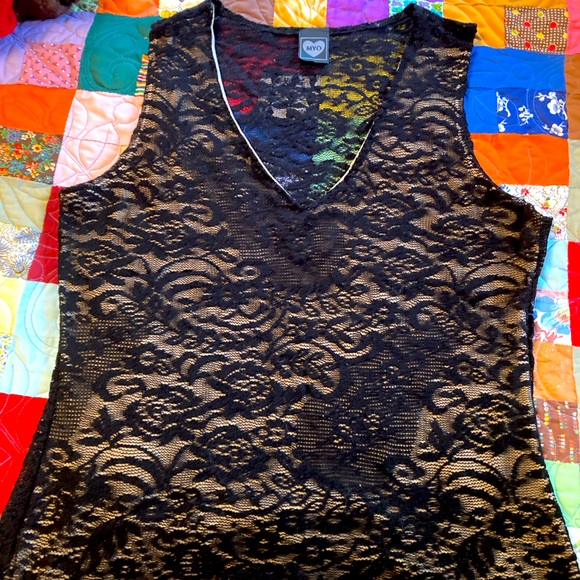 Tank Top, Tan underneath with black lace, Lg., MYO - Picture 1 of 14